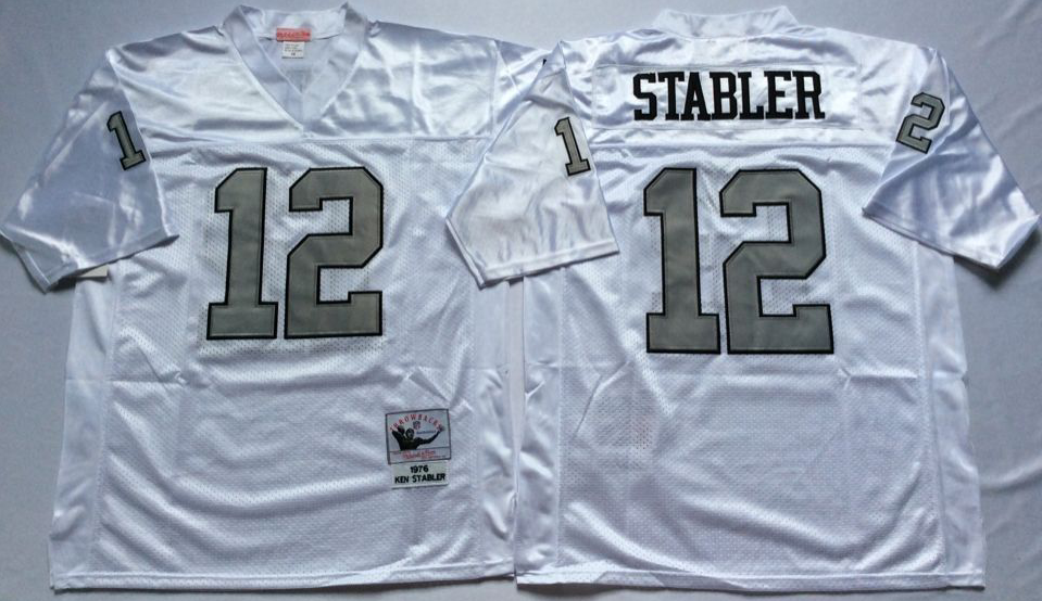Men NFL Oakland Raiders 12 Stabler white style2 Mitchell Ness jerseys